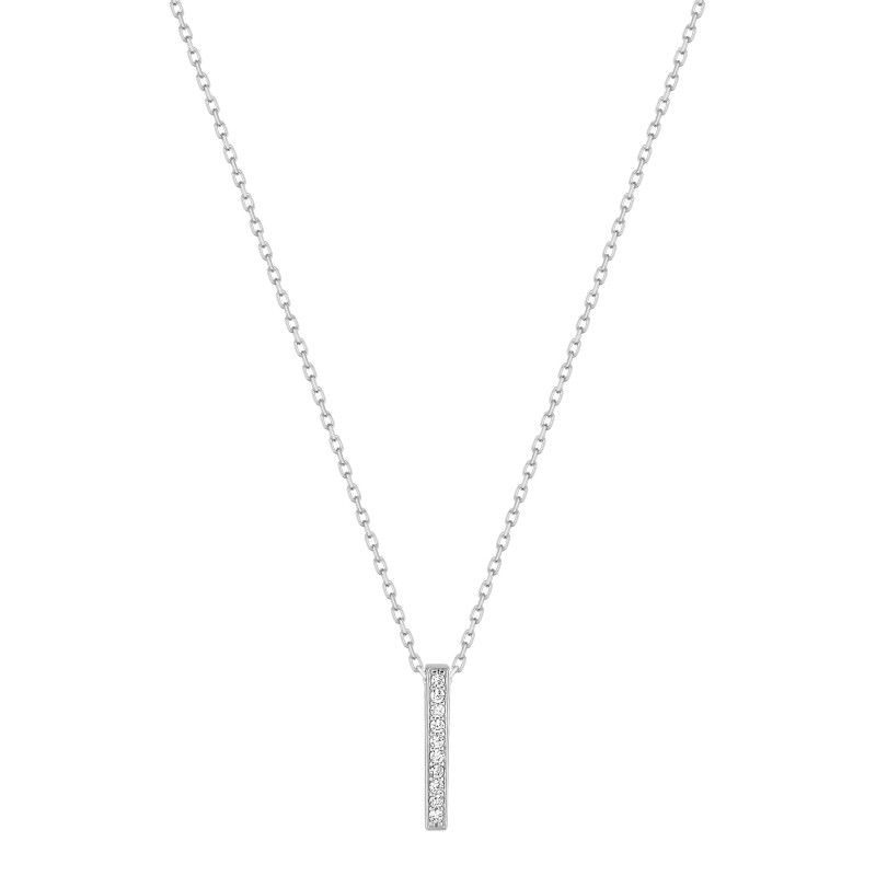 BIJOU COLLECTION - Collier barette or blanc 9 carats avec oxydes de zirconium Ref 397016.Z1