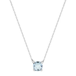 BIJOU COLLECTION - Collier topaze bleue traitée or blanc 9 carats Ref 397153.T1