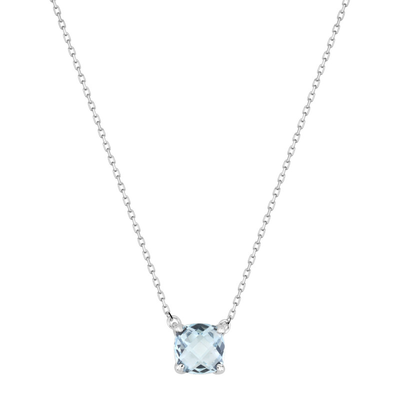 BIJOU COLLECTION - Collier topaze bleue traitée or blanc 9 carats Ref 397153.T1