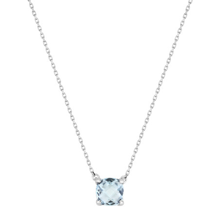 BIJOU COLLECTION - Collier topaze bleue traitée or blanc 9 carats Ref 397153.T1