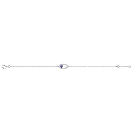 BIJOU COLLECTION - Bracelet saphir et diamant 0,01 ct GH-P2/P2 or blanc 9 carats Ref 497026.S1