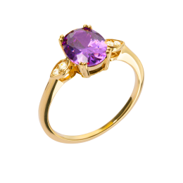 BIJOU COLLECTION - Bague plaqué or avec oxydes violet blanc Ref 70415770105