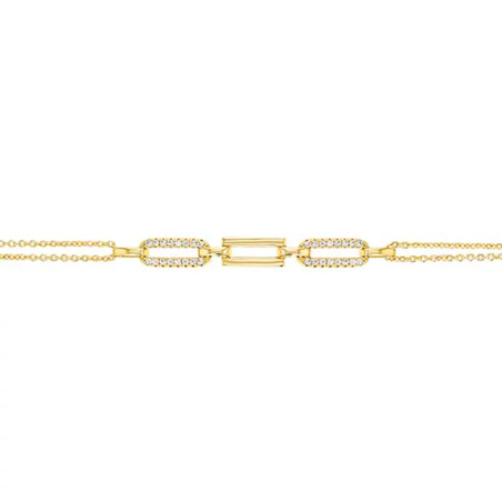 BIJOU COLLECTION - Bracelet rectangles évidés avec oxydes plaqué or 16 + 3 cm Ref 1028383