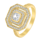 BIJOU COLLECTION - Bague octogonale avec oxydes plaqué or Ref 1028393