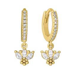 BIJOU COLLECTION - Boucles doreilles créoles pampilles avec oxydes plaqué or 750 3 microns Ref 1032475
