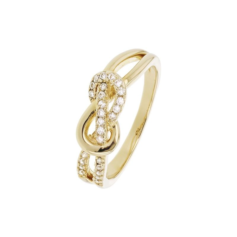 BIJOU COLLECTION - Bague entrelacée avec oxydes plaqué or Ref 1028907