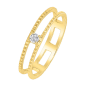 BIJOU COLLECTION - Bague double solitaire plaqué or 18 carats jaune avec oxyde Ref 1028882