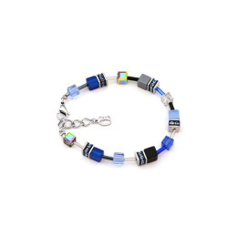 Coeur de Lion - Bracelet Geocube acier gris avec cristaux bleus Ref 4014/30-0712