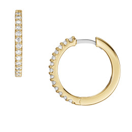 Fossil - Boucles d'oreilles créoles Pavé Glitz laiton doré à cristaux Ref JA7215710