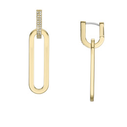 Fossil - Boucles d'oreilles pendantes Heritage D-Link acier doré avec cristaux Ref JF04587710