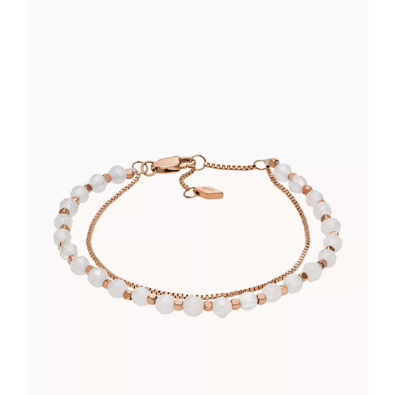 Fossil - Bracelet de perles All Stacked Up en quartz rose Ref JF04444791