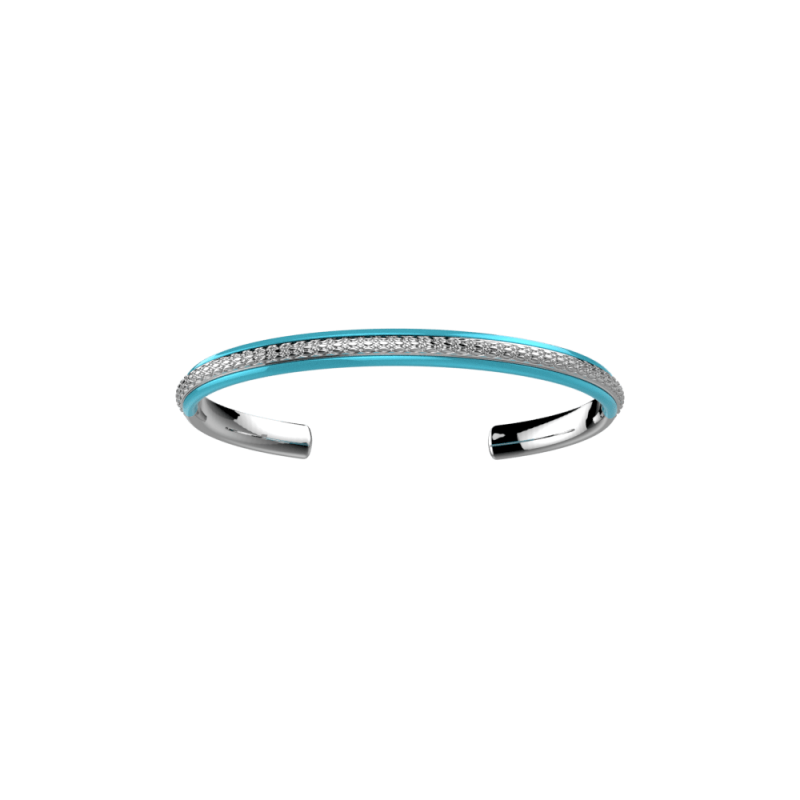 Les Cadettes - Bracelet jonc Sunset argentée laque turquoise taille M Ref 70432621611000