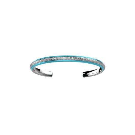 Les Cadettes - Bracelet jonc Sunset argentée laque turquoise taille M Ref 70432621611000