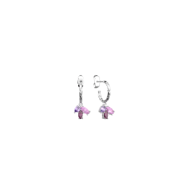 Les Cadettes - Boucles d'oreilles créoles Rose du Désert argentées avec oxydes roses Ref 70432681607000