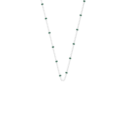Les Cadettes - Collier chaîne bille colorée argenté et laque bleu canard 44 cm Ref 70436431623_044