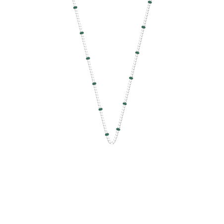 Les Cadettes - Collier chaîne bille colorée argenté et laque bleu canard 44 cm Ref 70436431623_044