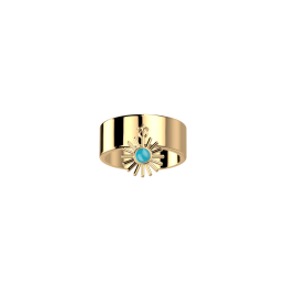 Les Cadettes - Bague Felicidad dorée et laque vert d'eau taille 56 Ref 70444260144_056