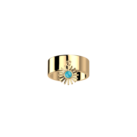 Les Cadettes - Bague Felicidad dorée et laque vert d'eau taille 56 Ref 70444260144_056