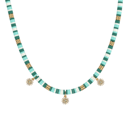 Les Cadettes - Collier Baya doré avec perles bleues et vertes 43 cm Ref 70444961911_043