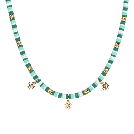 Les Cadettes - Collier Baya doré avec perles bleues et vertes 43 cm Ref 70444961911_043