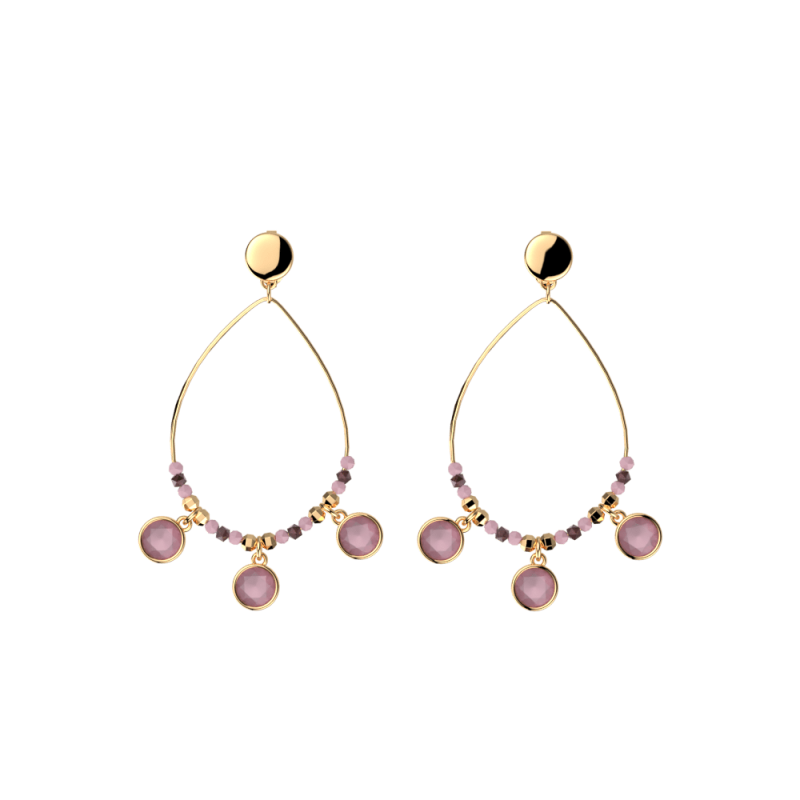 Les Cadettes - Boucles d'oreilles Eivissa dorées et perles violettes synthétiques Ref 70445121905000