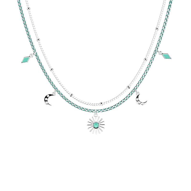 Les Cadettes - Collier Mia argenté et perles bleu ciel 41 cm Ref 70445211661_041