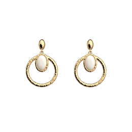 Les Georgettes - Boucles d'oreilles Mirage dorées 25 mm avec nacre blanche Ref 70412951908000