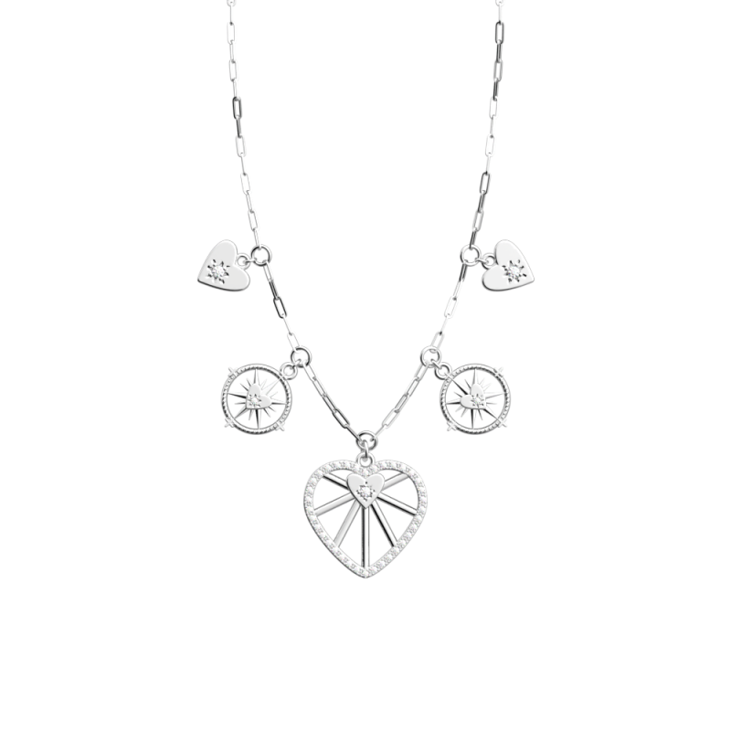 Les Georgettes - Collier Coeur céleste argenté 17 mm taille 43 Ref 70456601608_043