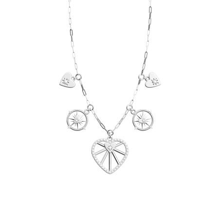 Les Georgettes - Collier Coeur céleste argenté 17 mm taille 43 Ref 70456601608_043
