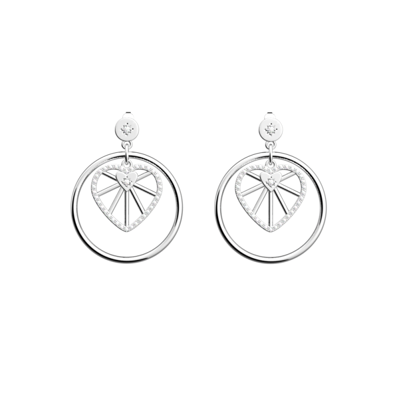 Les Georgettes - Boucles d'oreilles Coeur céleste argentées 17 mm Ref 70456611608000