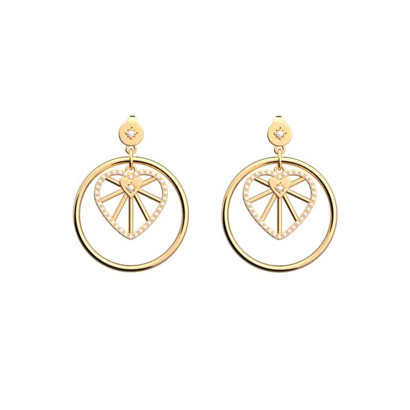 Les Georgettes - Boucles d'oreilles Coeur céleste dorées 17 mm Ref 70456611908000