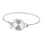 Lotus - Bracelet Millenial jonc acier argenté et oyxdes de zirconium trèfle à quatre feuilles Ref LS2014-2/1