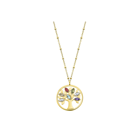 Lotus - Collier Style acier doré oxyde de zirconium arbre de vie multicolore Ref LS2192-1/2