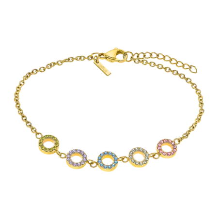 Lotus - Bracelet Style acier doré oxyde de zirconium rond multicolore Ref LS2318-2/1