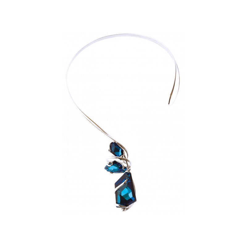 Marazzini - Collier Torque De Art Collection ajustable Bermuda Blue plaqué argent rhodié Ref RHBDEBBC3V