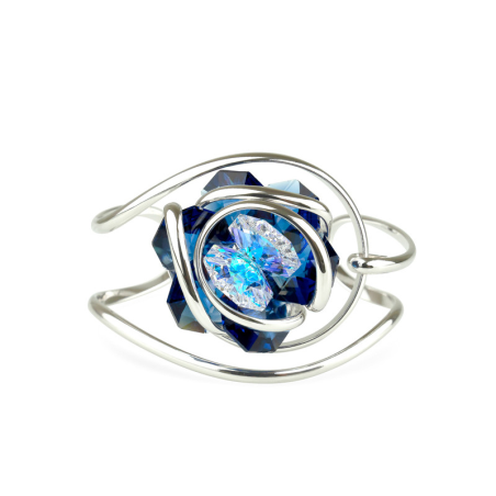 Marazzini - Bracelet Flower Collection ajustable bleu foncé plaqué argent rhodié Ref RHMFF48BR1