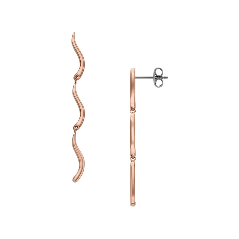 Skagen - Boucles d'oreilles pendantes longues Kariana Waves acier en or rose  Ref SKJ1785791