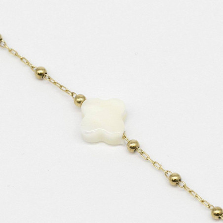 ZAG - Bracelet Velasquez acier doré nacre blanche 15+3cm Ref SBS07970-01SEL