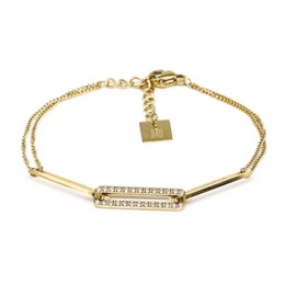 ZAG - Bracelet Turing acier doré avec oxydes de zirconium 15+3cm Ref SBS10489-01WHT