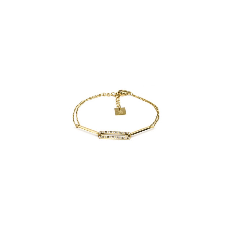 ZAG - Bracelet Turing acier doré avec oxydes de zirconium 15+3cm Ref SBS10489-01WHT