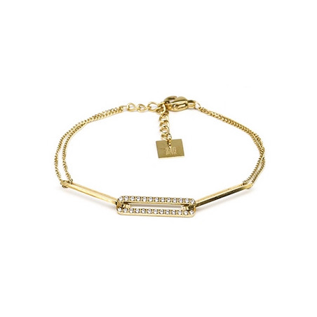 ZAG - Bracelet Turing acier doré avec oxydes de zirconium 15+3cm Ref SBS10489-01WHT