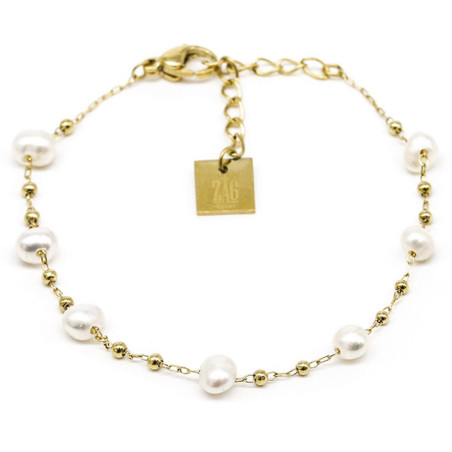 ZAG - Bracelet Zoe acier doré perle de culture 15+3cm Ref SBS10579-01SEL