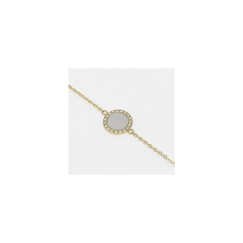 ZAG - Bracelet Linda acier doré nacre avec oxydes de zirconium 15+3cm Ref SBS12205-01SEL
