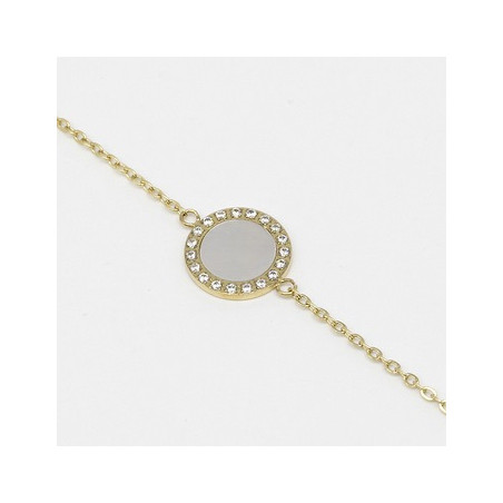 ZAG - Bracelet Linda acier doré nacre avec oxydes de zirconium 15+3cm Ref SBS12205-01SEL