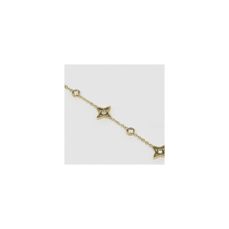 ZAG - Bracelet Manhattan acier doré avec oxydes de zirconium 15+3cm Ref SBS12221-01WHT