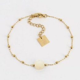 ZAG - Bracelet Pablo acier doré nacre blanche 15+3cm Ref SBS15220-01SEL