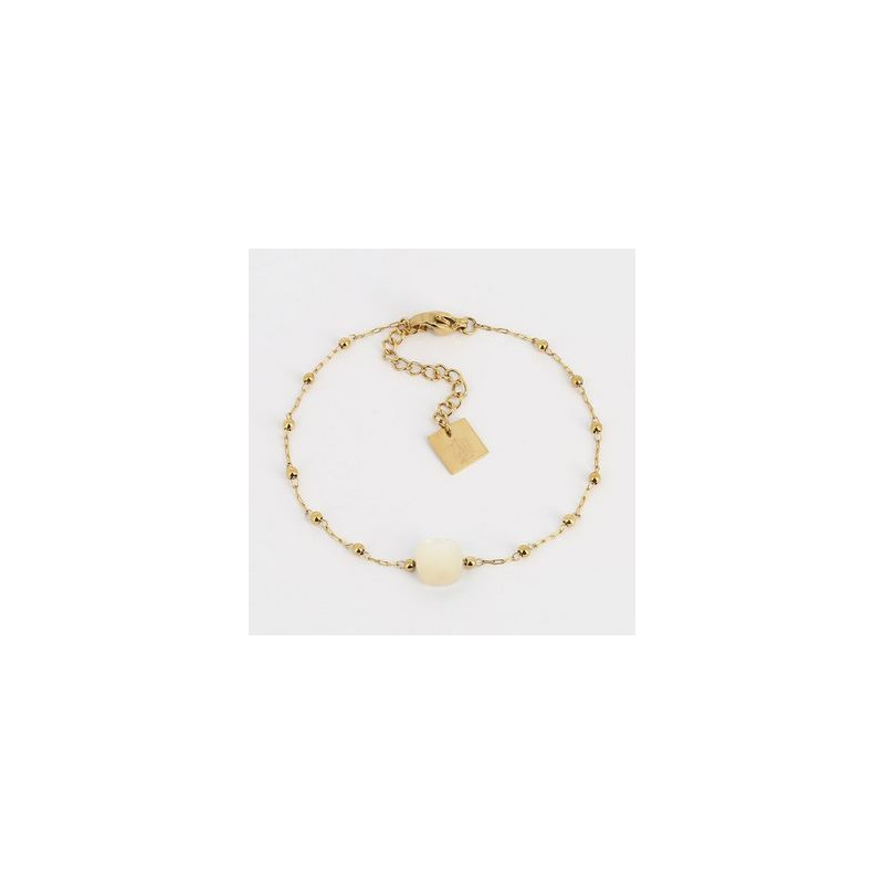ZAG - Bracelet Pablo acier doré nacre blanche 15+3cm Ref SBS15220-01SEL