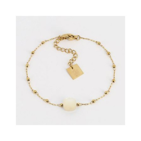 ZAG - Bracelet Pablo acier doré nacre blanche 15+3cm Ref SBS15220-01SEL