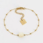 ZAG - Bracelet Pablo acier doré nacre blanche 15+3cm Ref SBS15220-01SEL