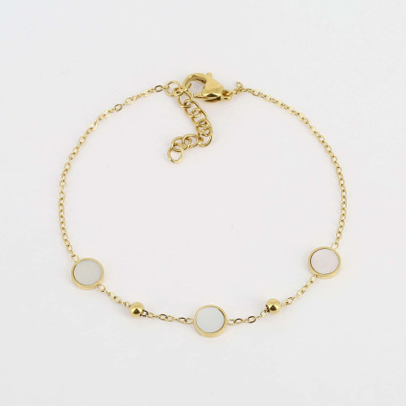 ZAG - Bracelet Kalina acier doré nacre blanche 15+3cm Ref SBS16683-01SEL